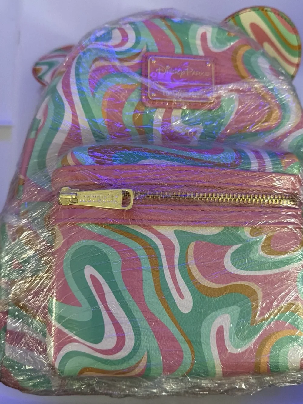 Disney Pink Green Multicolor Swirl Mini Backpack